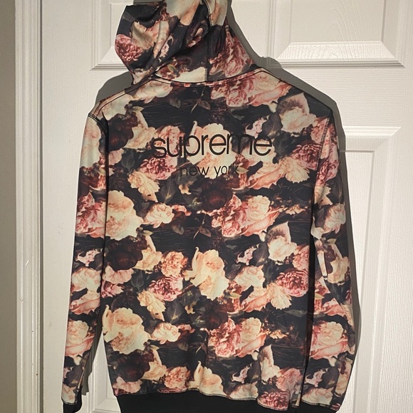 Supreme Floral Hoodie with Pink and Cream Accents - Picture 3 of 4